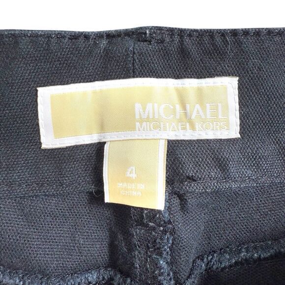 Michael Kors Black Gold Zipper Stretch Skinny Jeans Gold‎ Zip Ankle Women Size 4 - Picture 3 of 14